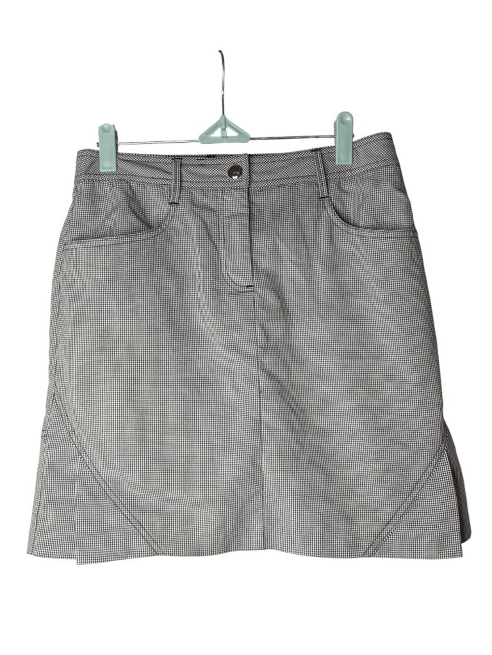 N'vo By Lanctot Womens Golf Skort Size 2 Black White Gingham Pleated Back